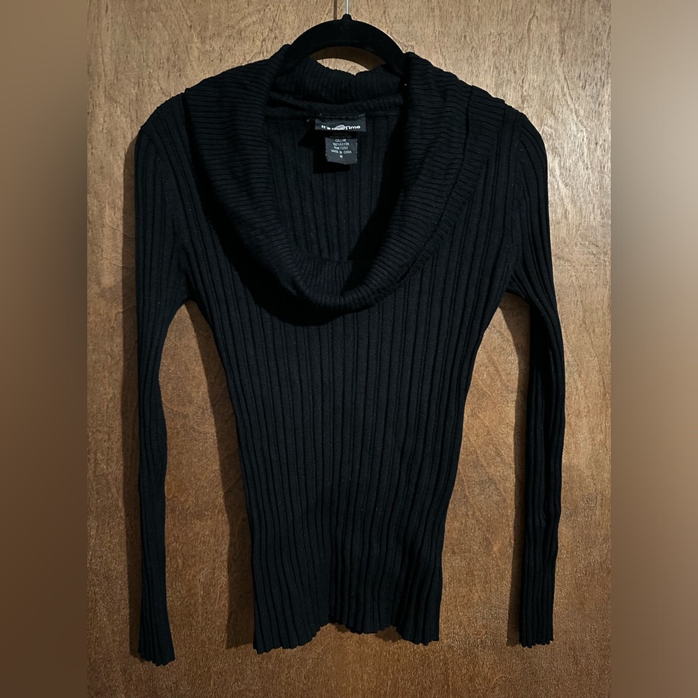 It’s Our Time vintage swoopneck turtle neck stretchy women’s long sleeve sweater
